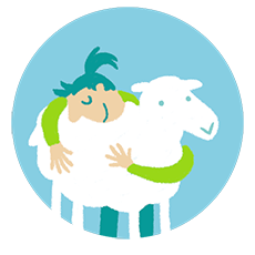 Illustration Mädchen umarmt ein Schaf
